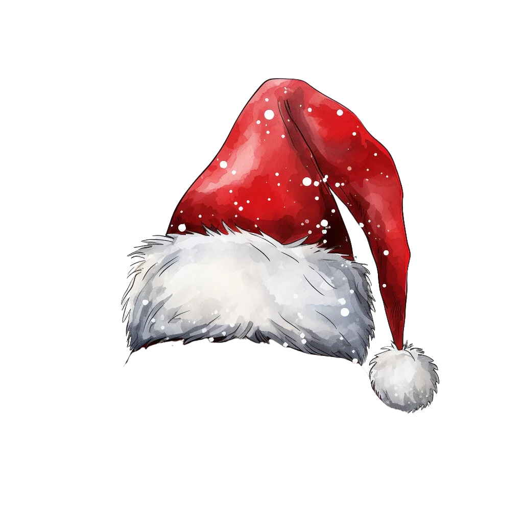 Enchanting Winter Wonderland Santa Claus Hat Festive Clipart Design