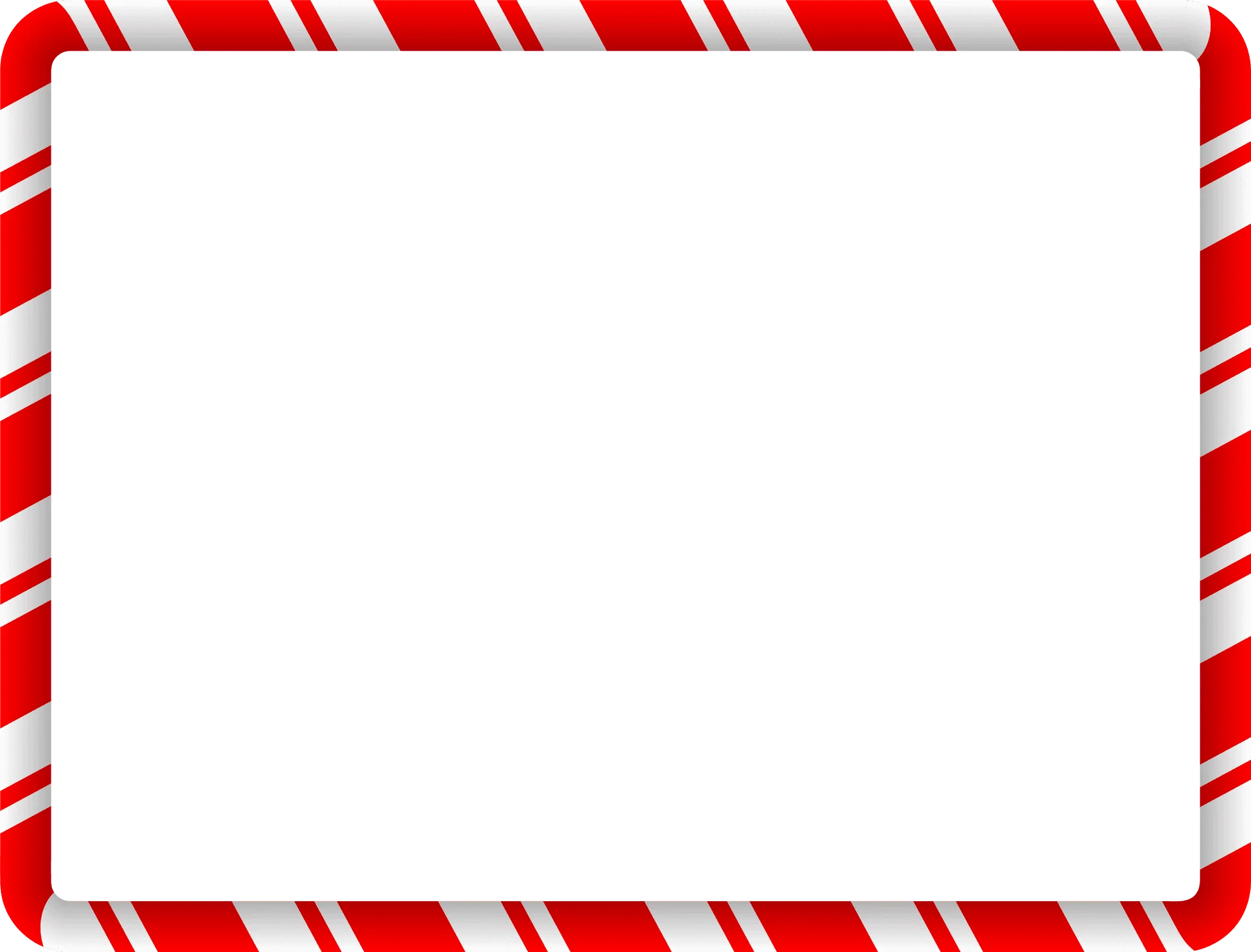 Festive Candy Cane Striped Border Clipart with Clean White Center Space