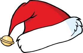 Festive Christmas Santa Claus Hat Clipart with Golden Bell Design