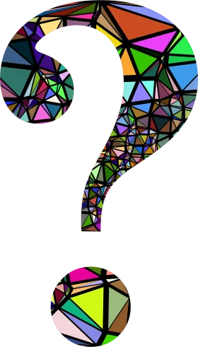 Geometric Mosaic Question Mark Clipart with Kaleidoscopic Color Palette