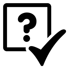 Minimalist Question Mark Verification Clipart Icon with Check Symbol