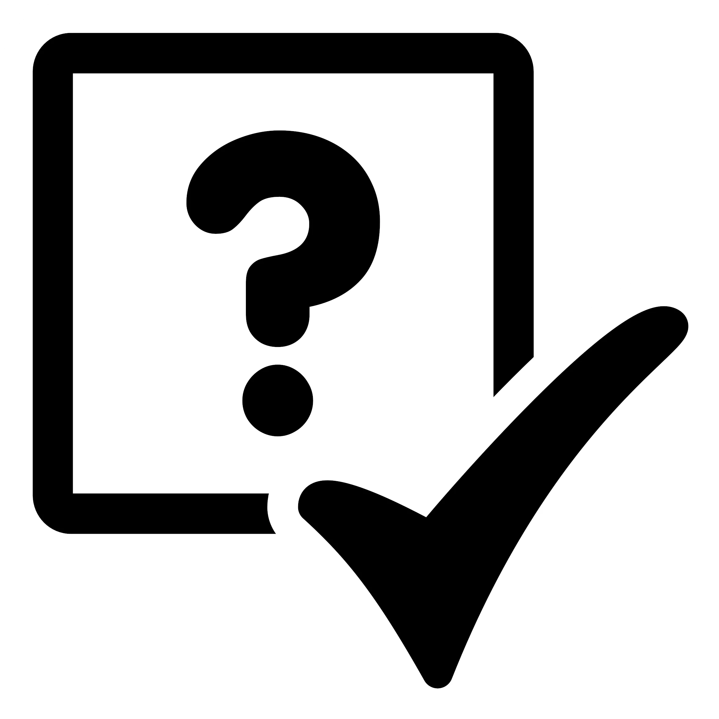 Minimalist Question Mark Verification Clipart Icon with Check Symbol