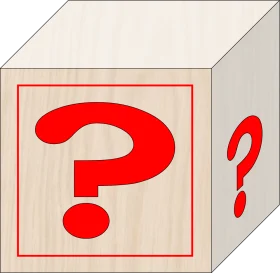 Mysterious Red Question Mark Clipart Cube with Enigmatic Design