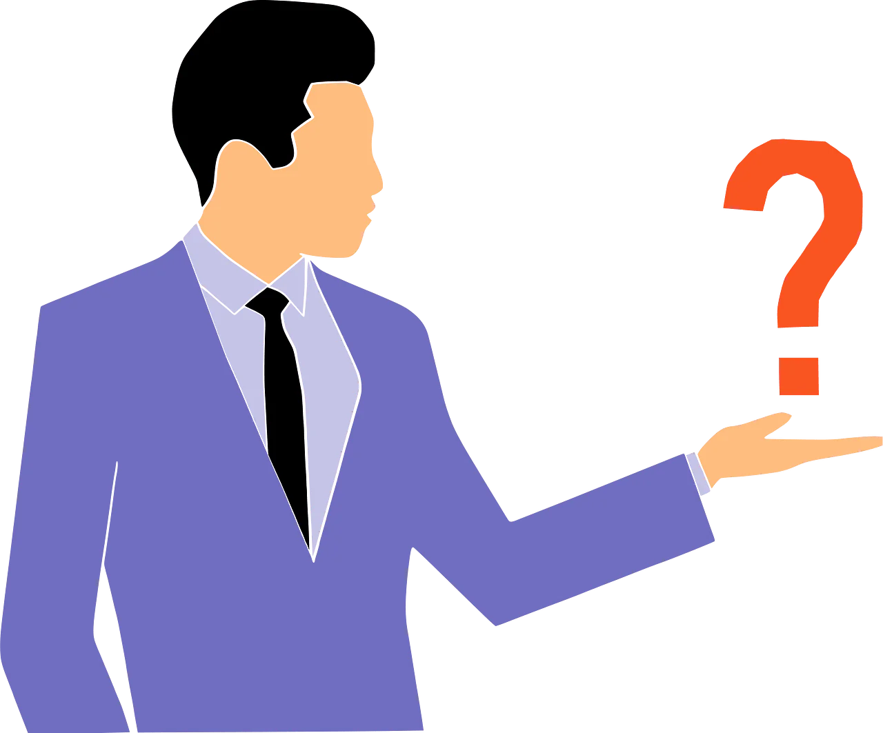 Professional Business Clipart Illustration Presenting Inquisitive Question Mark