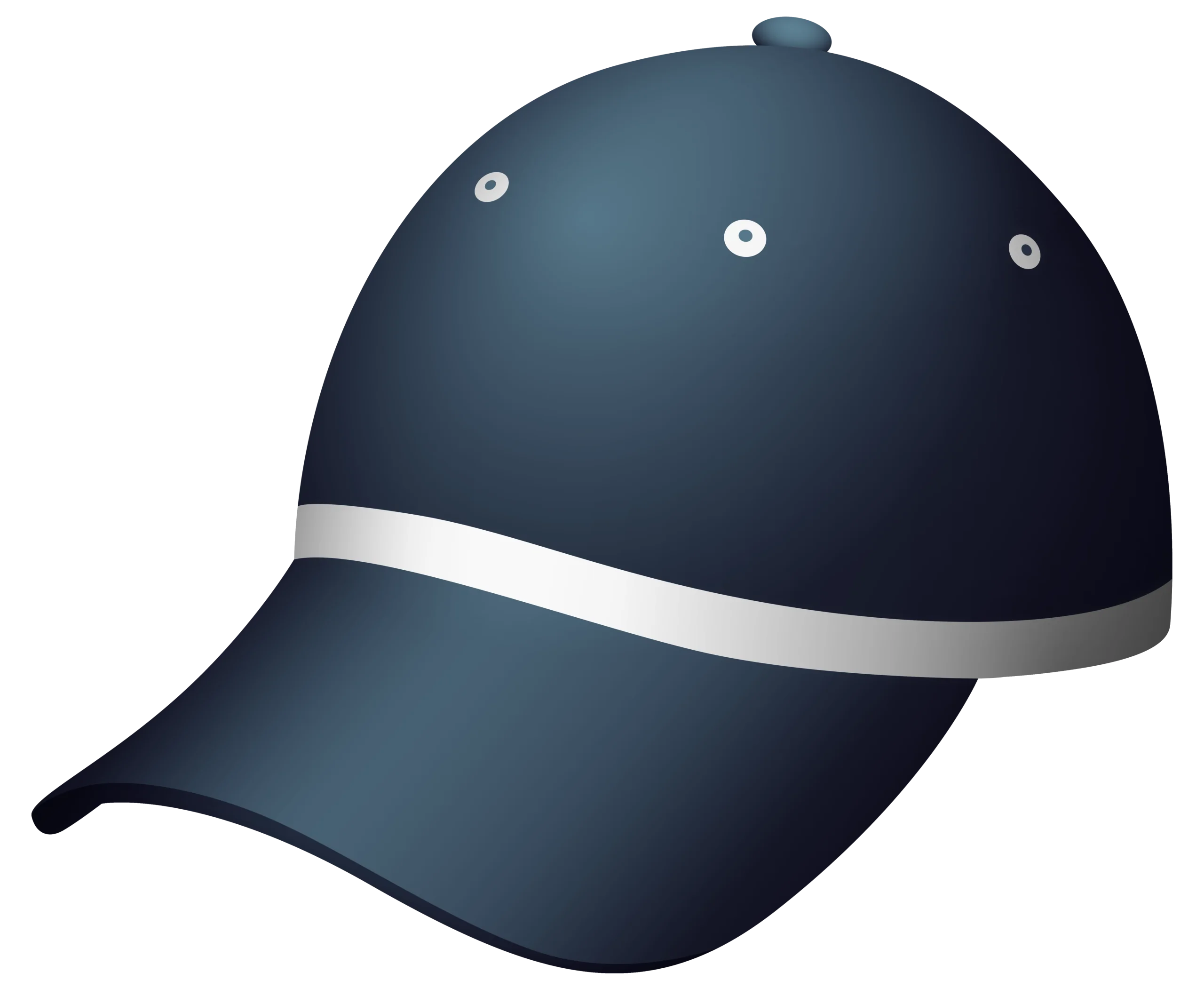 Sleek Navy Blue Baseball Cap Clipart with Silver Accent Stripe Design