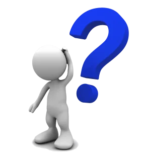 Thought-Provoking 3D Stick Figure Pondering with Oversized Blue Question Mark Clipart
