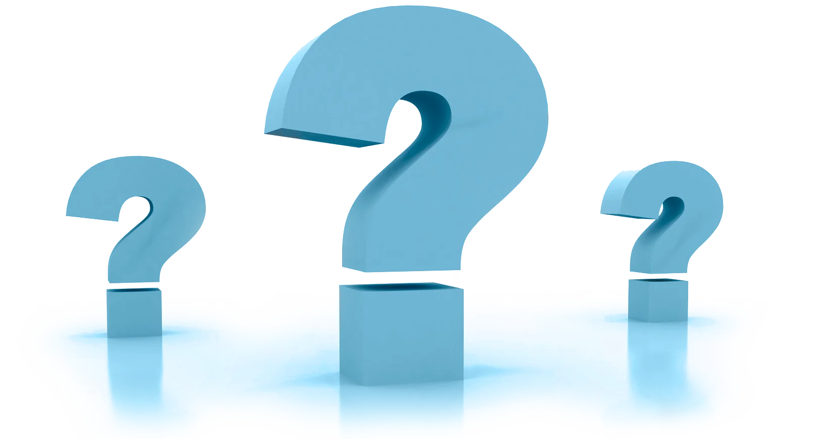 Three Blue Question Mark Symbols in Perspective Clipart Illustration