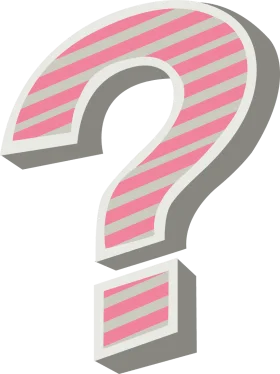 Three-Dimensional Pink and Gray Striped Question Mark Clipart Design