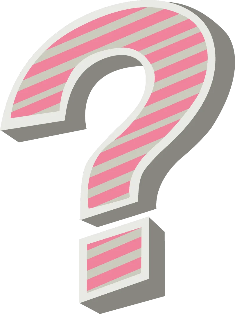 Three-Dimensional Pink and Gray Striped Question Mark Clipart Design