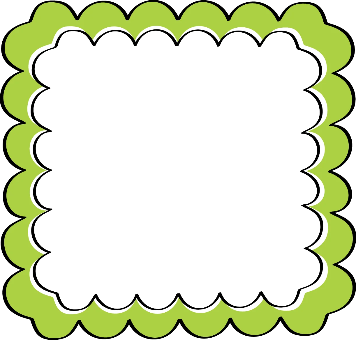 Whimsical Lime Green Scalloped Border Clipart with Playful Wave Edges