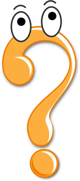 Whimsical Orange Question Mark Clipart with Cartoon Eyes and Playful Design