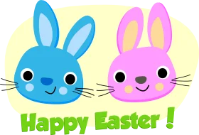 Adorable Blue and Pink Easter Bunny Clipart Celebrating Springtime Joy