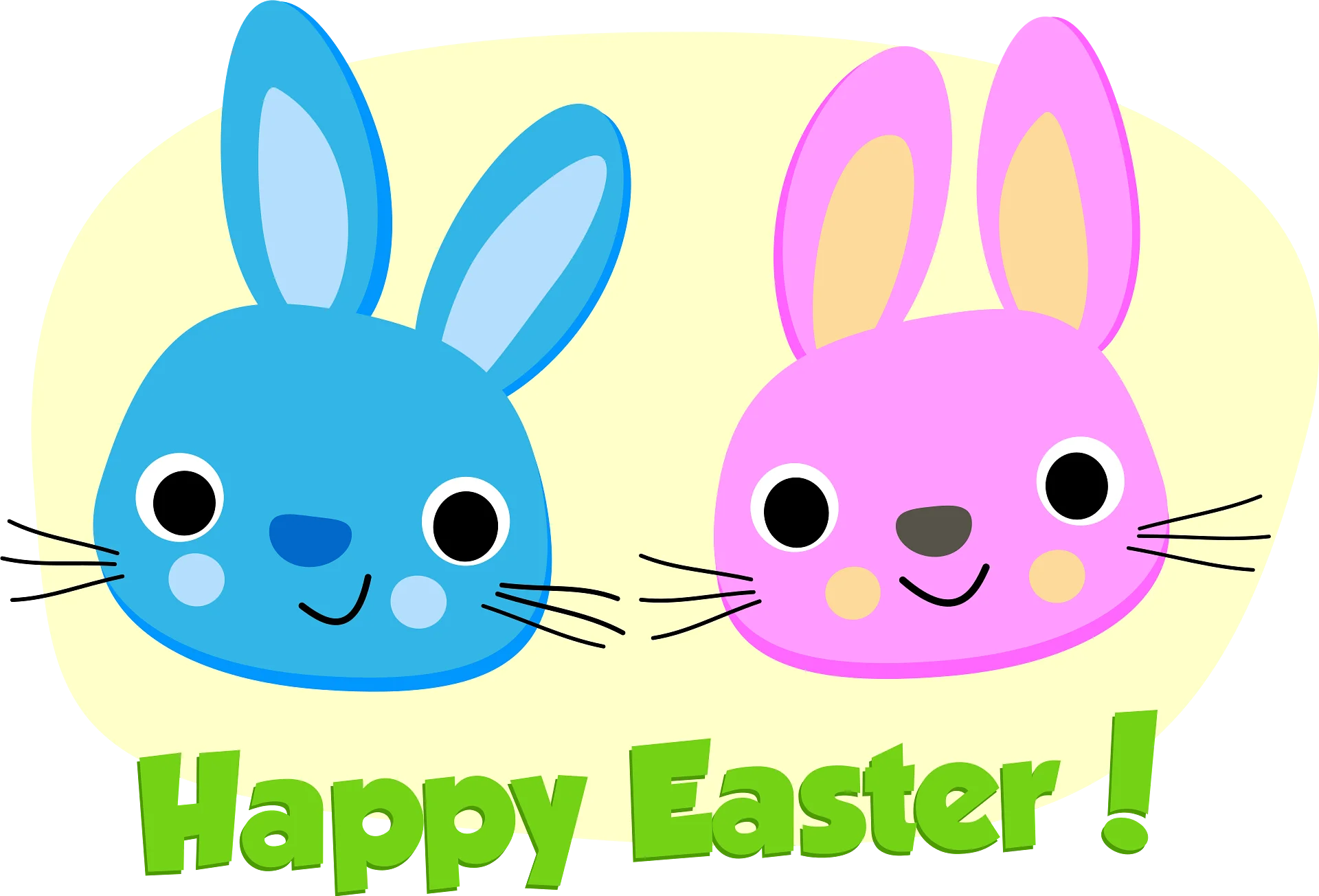 Adorable Blue and Pink Easter Bunny Clipart Celebrating Springtime Joy
