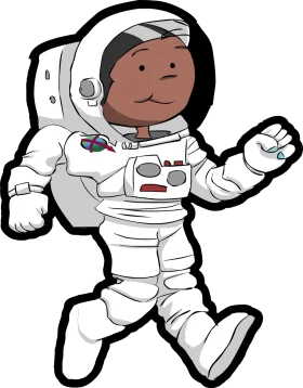 Adorable Cartoon Astronaut Clipart: Playful Space Explorer in White Spacesuit