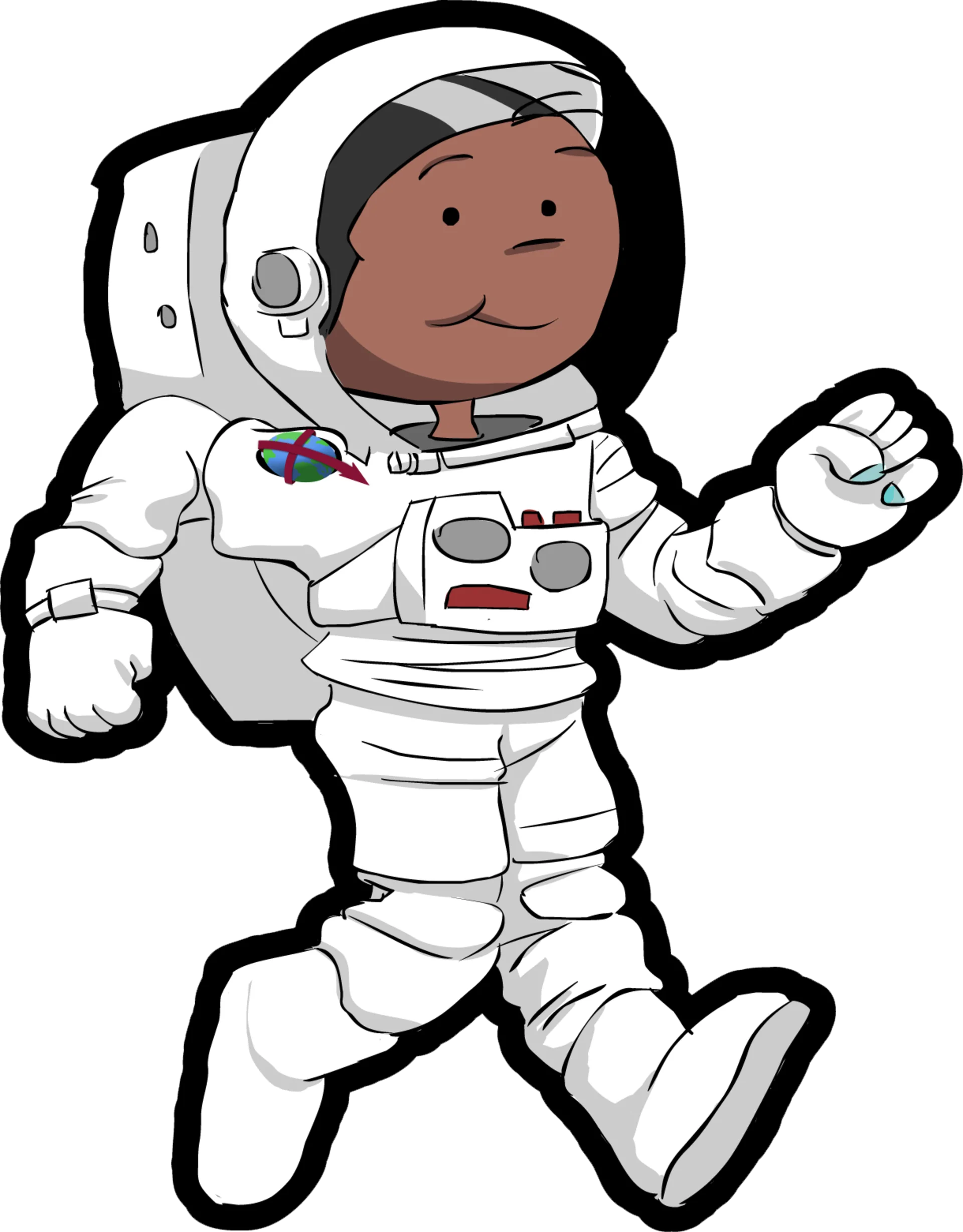 Adorable Cartoon Astronaut Clipart: Playful Space Explorer in White Spacesuit