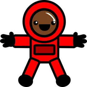 Adorable Red Astronaut Clipart: Cute Cartoon Space Explorer in Simple Design