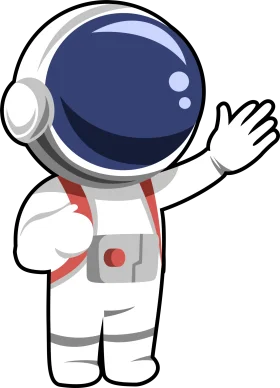 Cartoon Astronaut Clipart: Friendly Space Explorer Waving in White Spacesuit