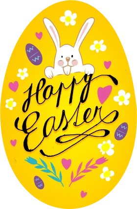 Charming Easter Celebration Clipart with Adorable Bunny and Festive Decorations