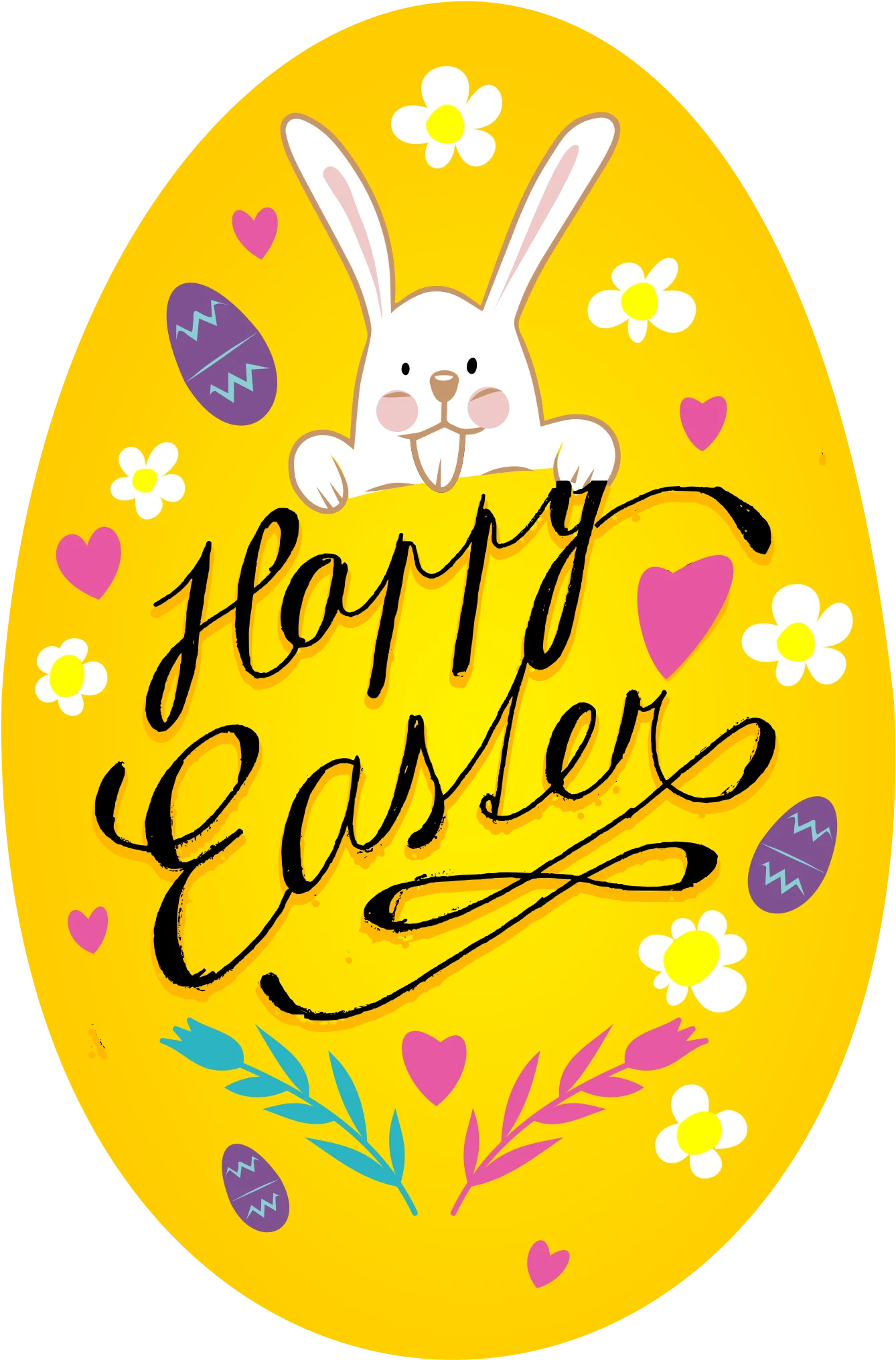 Charming Easter Celebration Clipart with Adorable Bunny and Festive Decorations