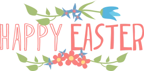 Charming Handcrafted Happy Easter Clipart with Floral Decorative Elements