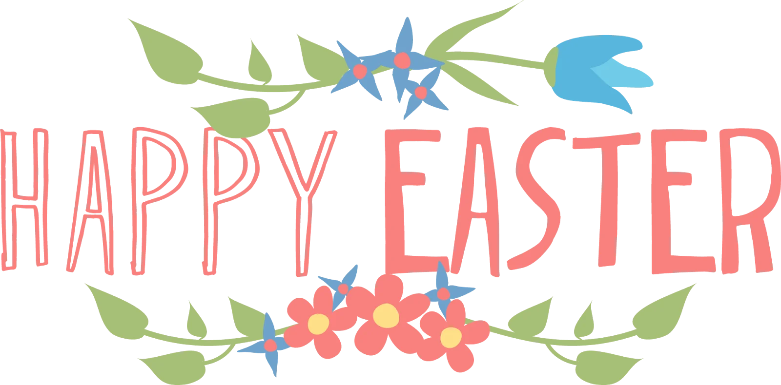 Charming Handcrafted Happy Easter Clipart with Floral Decorative Elements