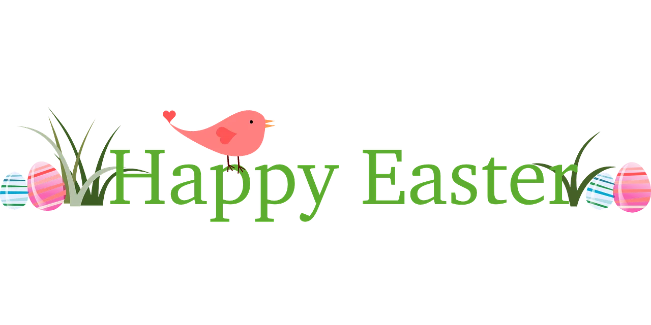 Charming Spring Easter Greeting Clipart with Whimsical Bird and Pastel Eggs