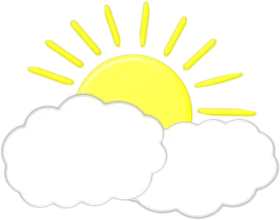 Cheerful Sunshine and Fluffy Clouds Clipart Illustration for Bright Designs