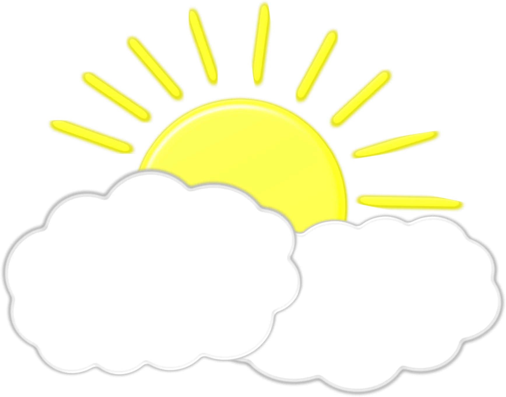 Cheerful Sunshine and Fluffy Clouds Clipart Illustration for Bright Designs