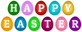 Colorful Easter Egg Letters Spelling Out Cheerful Happy Easter Greeting Clipart