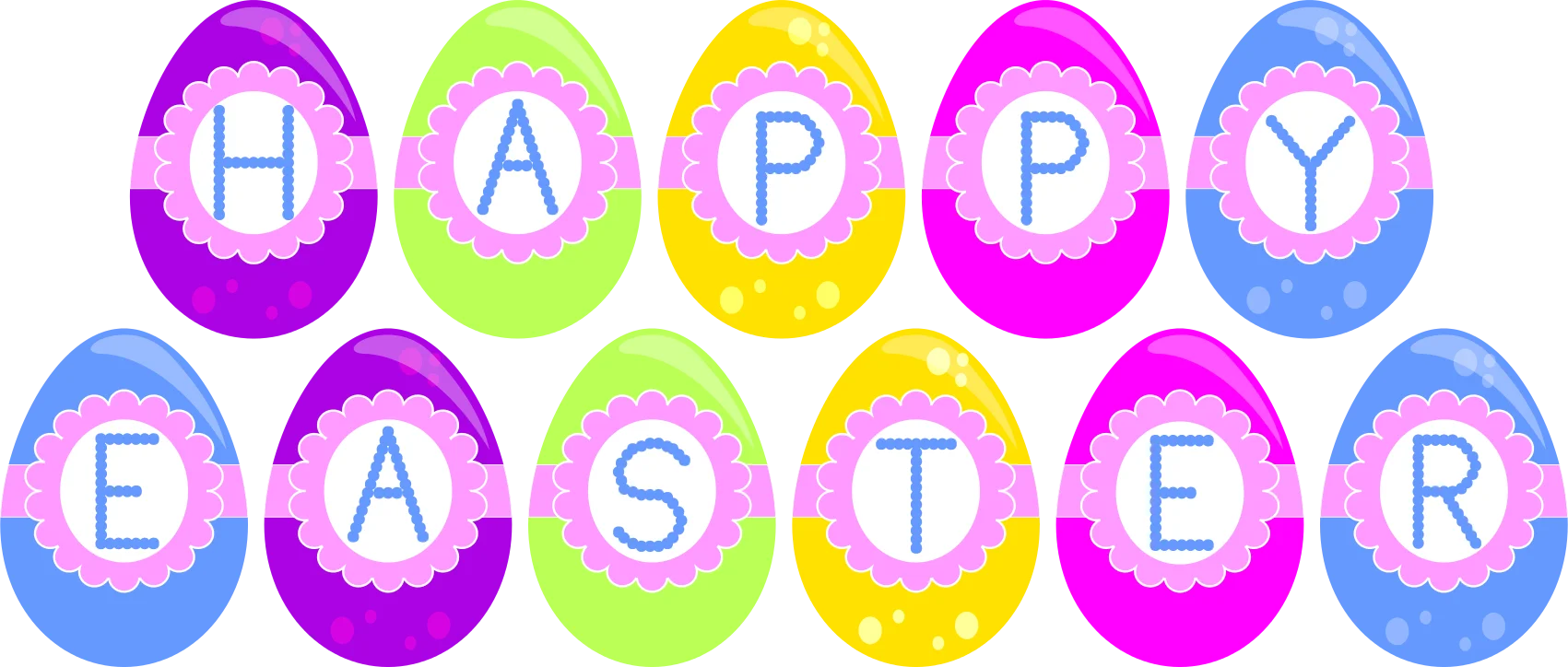 Delightful Pastel-Colored Easter Eggs Spelling Out Festive Seasonal Clipart Message