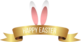 Elegant Gold Ribbon Easter Bunny Ears Festive Seasonal Clipart Design