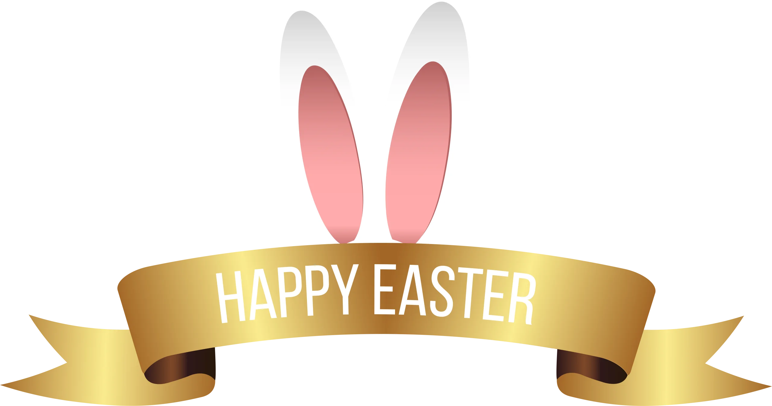 Elegant Gold Ribbon Easter Bunny Ears Festive Seasonal Clipart Design