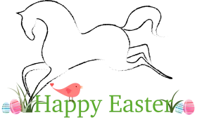 Elegant Minimalist Easter Horse Clipart Design with Festive Pink Bird