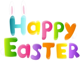 Festive and Cheerful Happy Easter Clipart with Colorful Playful Typography