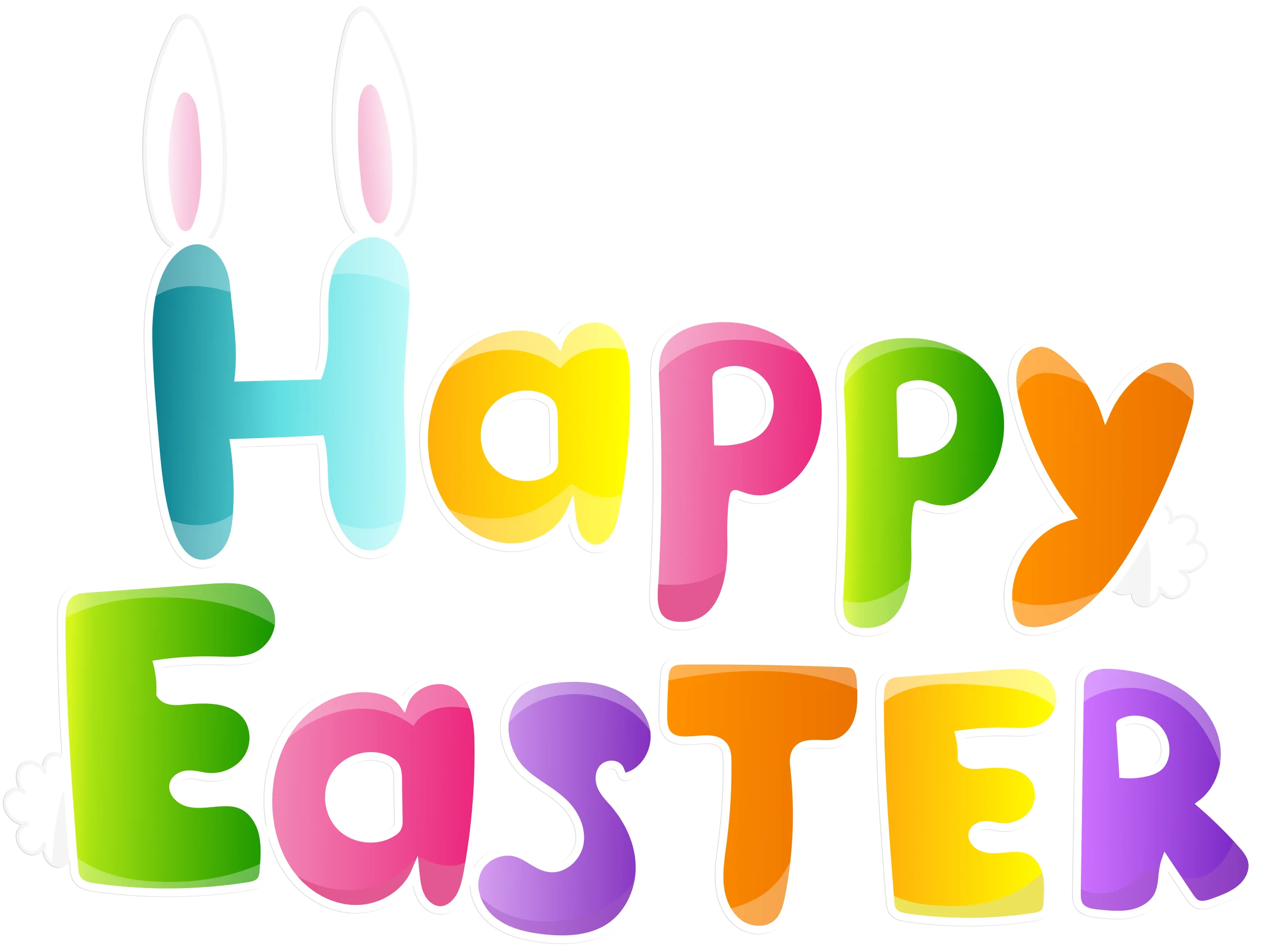 Festive and Cheerful Happy Easter Clipart with Colorful Playful Typography