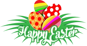 Festive Easter Celebration Clipart with Colorful Decorated Eggs and Green Grass