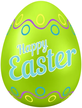 Festive Green Easter Egg Clipart with Cheerful Holiday Typography