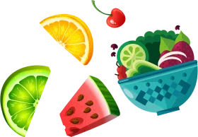 Fresh and Juicy Summer Fruits Clipart Collection with Colorful Artistic Design