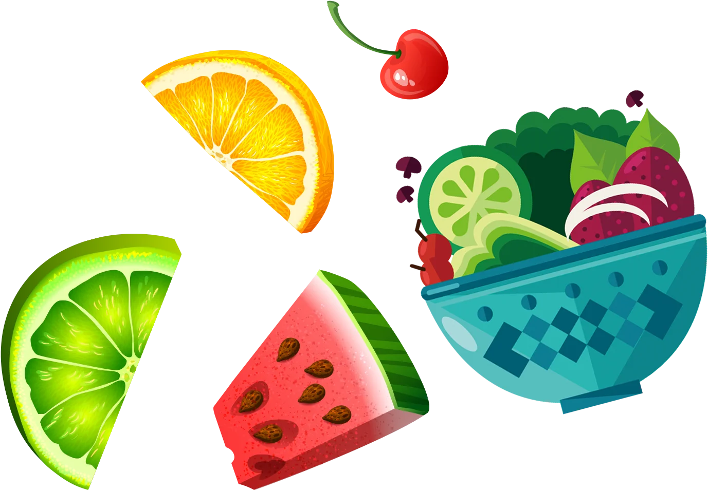 Fresh and Juicy Summer Fruits Clipart Collection with Colorful Artistic Design