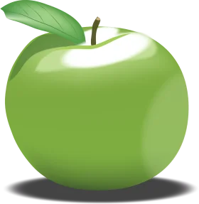 Fresh Green Apple Clipart Illustration with Glossy Smooth Surface Design