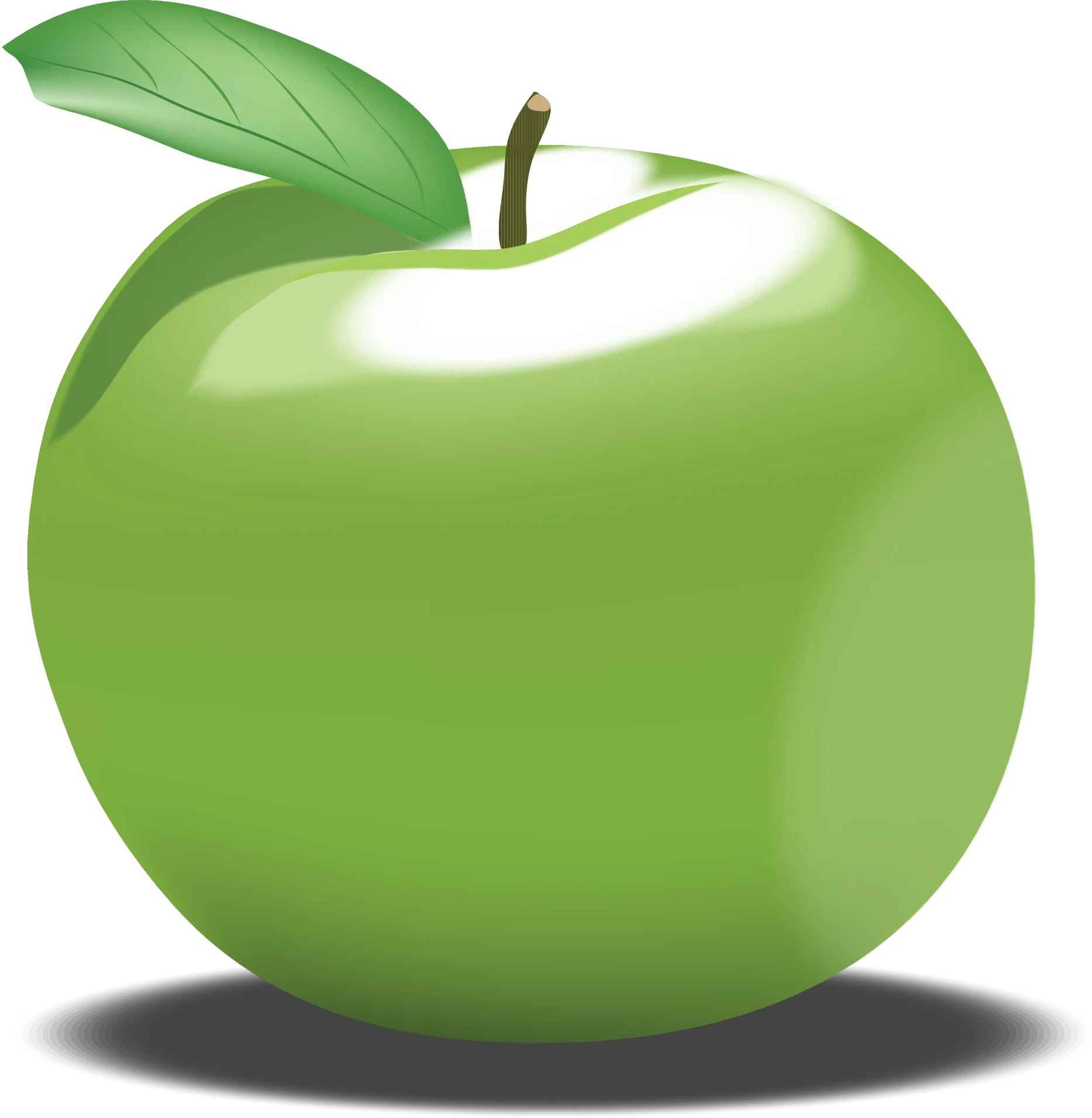 Fresh Green Apple Clipart Illustration with Glossy Smooth Surface Design