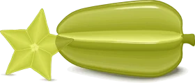 Fresh Green Starfruit Clipart with Glossy Surface and Precise Edges