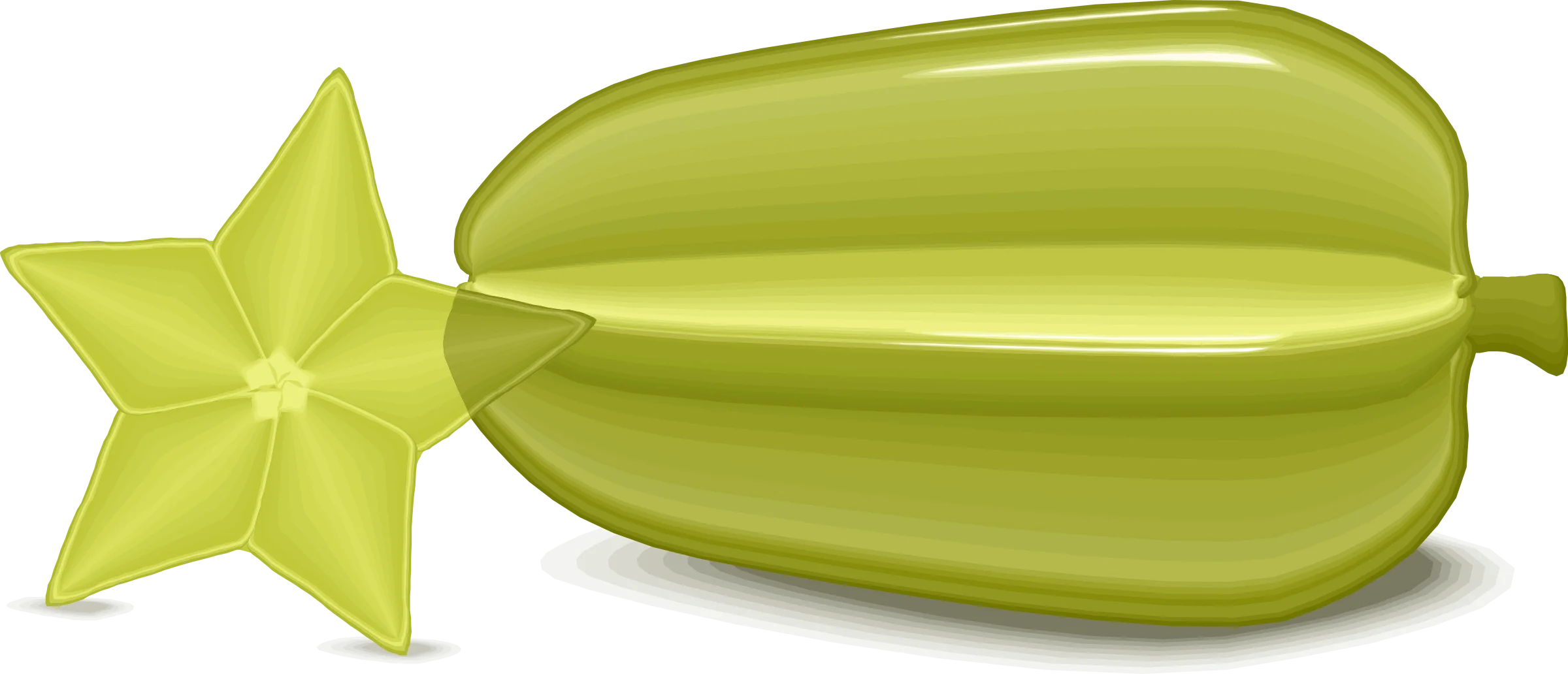 Fresh Green Starfruit Clipart with Glossy Surface and Precise Edges