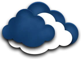 Layered Blue and White Cloud Computing Graphic Design Clipart