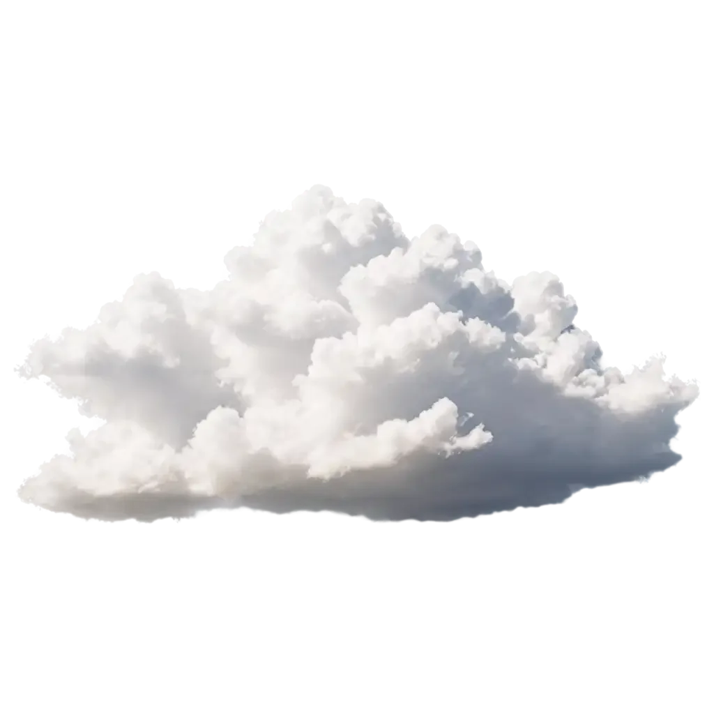 Luminous Billowing White Cloud Clipart - Soft Ethereal Sky Element