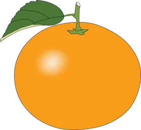 Realistic Orange Fruit Clipart with Fresh Green Leaf and Glossy Surface