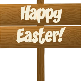 Rustic Wooden Easter Sign Clipart with Cheerful Holiday Greeting