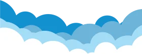 Serene Blue Layered Cloud Clipart Design with Soft Gradient Shapes