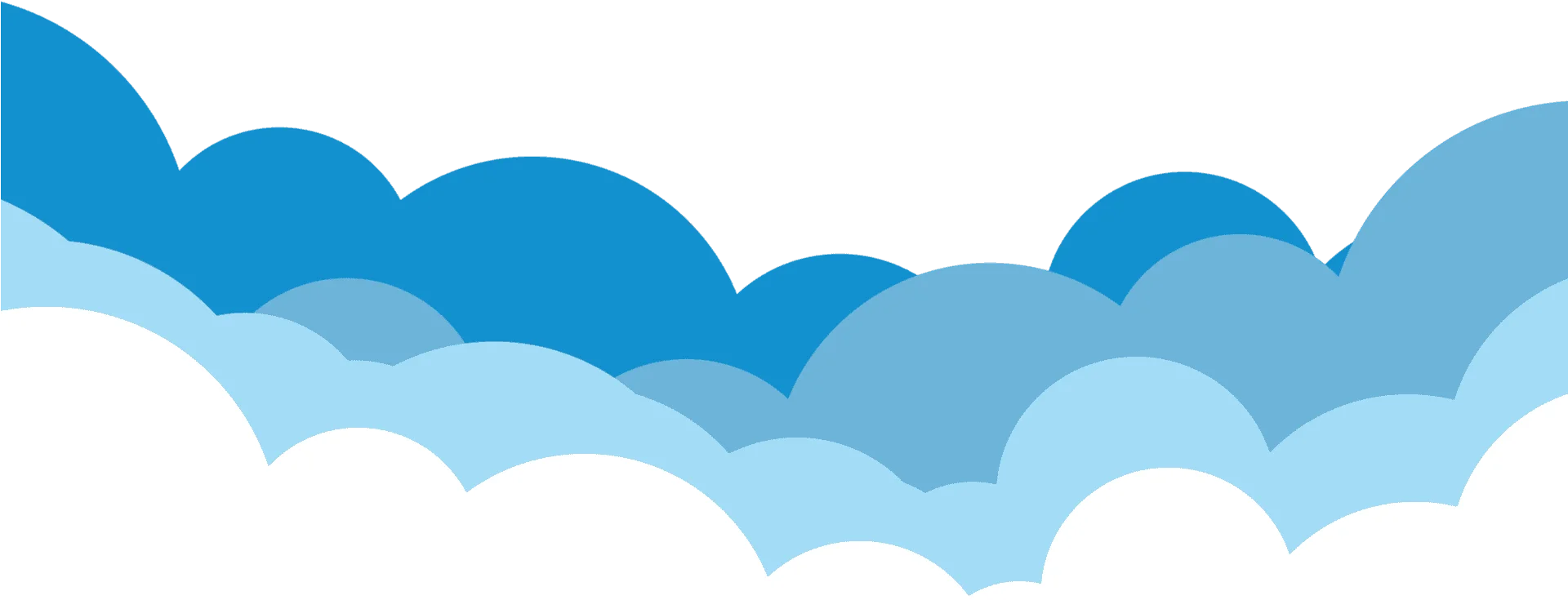 Serene Blue Layered Cloud Clipart Design with Soft Gradient Shapes