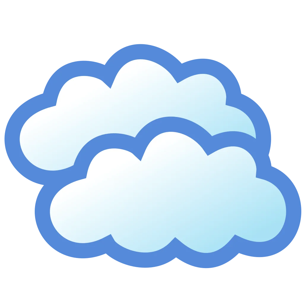 Serene Blue Sky Soft Fluffy Clouds Cartoon Style Simple Minimalist Clipart Design